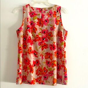 LOFT Pink and Orange Floral Blouse